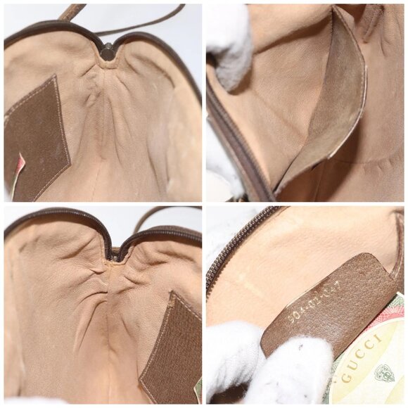 GUCCI GG Supreme Web Sherry Line Bag PVC Beige Gold - Picture 15 of 16